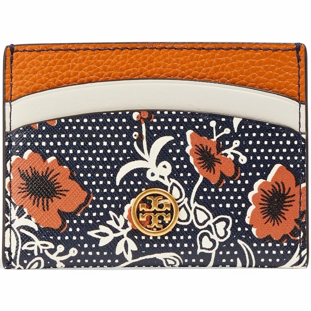 BNWT Tory Burch Robinson Leather Card Holder - Retro Batik